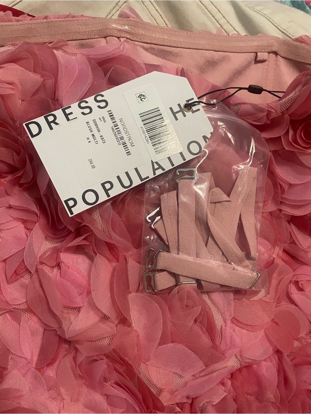 Dress the Population Coral Pink Rosette Strap Mini Dress - Picture 4 of 5